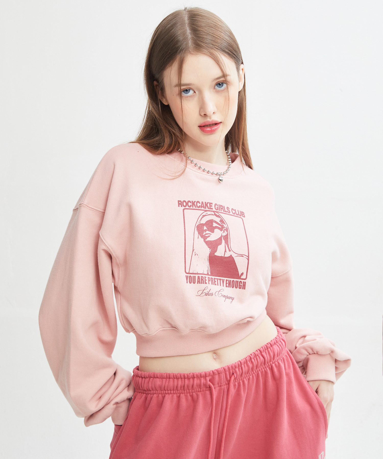 Girls Club Cropped Sweatshirt - Pink Forest