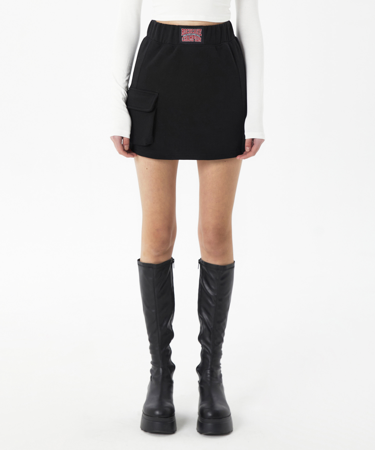 Side Pocket Mini Skirt - Black